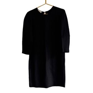 Stella McCartney Black 3/4 Sleeve Snake Embossed Rayon Jacquard Shift Dress 38/6